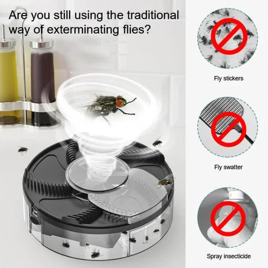 Black Electric Rotating Fly Trap - 360 Degree Efficient Insect Catcher for Indoor Use V888-ELOSUNG16171