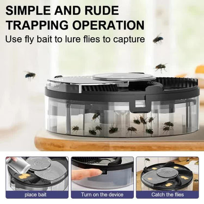 Black Electric Rotating Fly Trap - 360 Degree Efficient Insect Catcher for Indoor Use V888-ELOSUNG16171