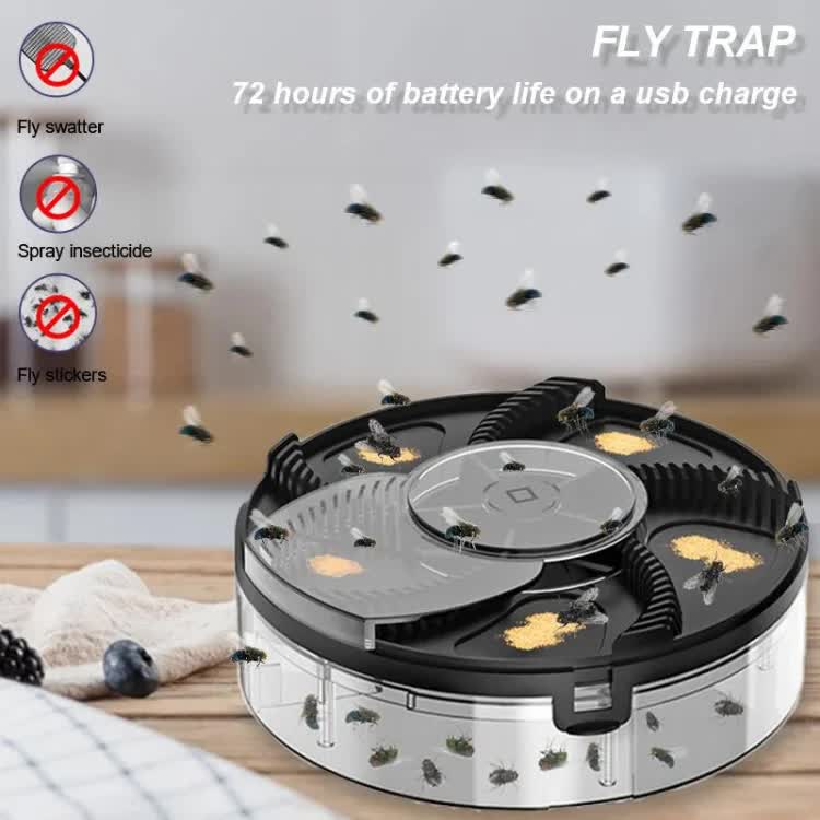 Black Electric Rotating Fly Trap - 360 Degree Efficient Insect Catcher for Indoor Use V888-ELOSUNG16171