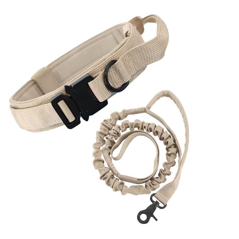 L khaki Hands-Free Dog Leash with Adjustable Waist Belt - Shock Absorbing Bungee Lead V888-ELOSUNG16195