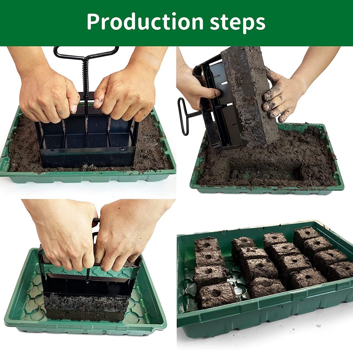 5x5 Soil Block Maker - Durable Handheld Gardening Tool for Seed Starting V888-ELOSUNG16207