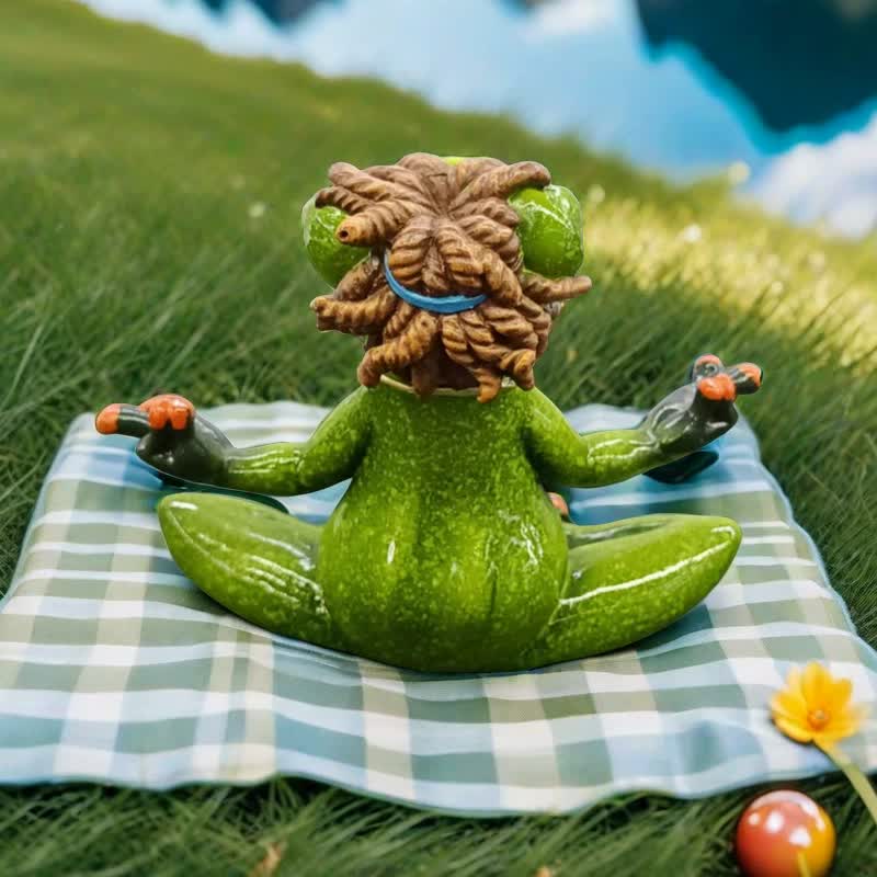 Zen Frog Meditation Figurine - Peaceful Yoga Frog Statue V888-ELOSUNG16219