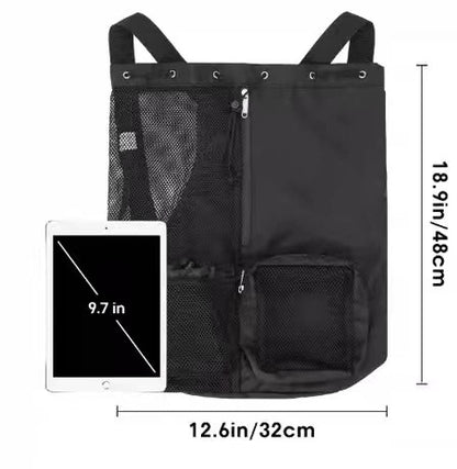 Purple Mesh Drawstring Backpack - Lightweight Sports and Beach Bag with Pockets V888-ELOSUNG16226