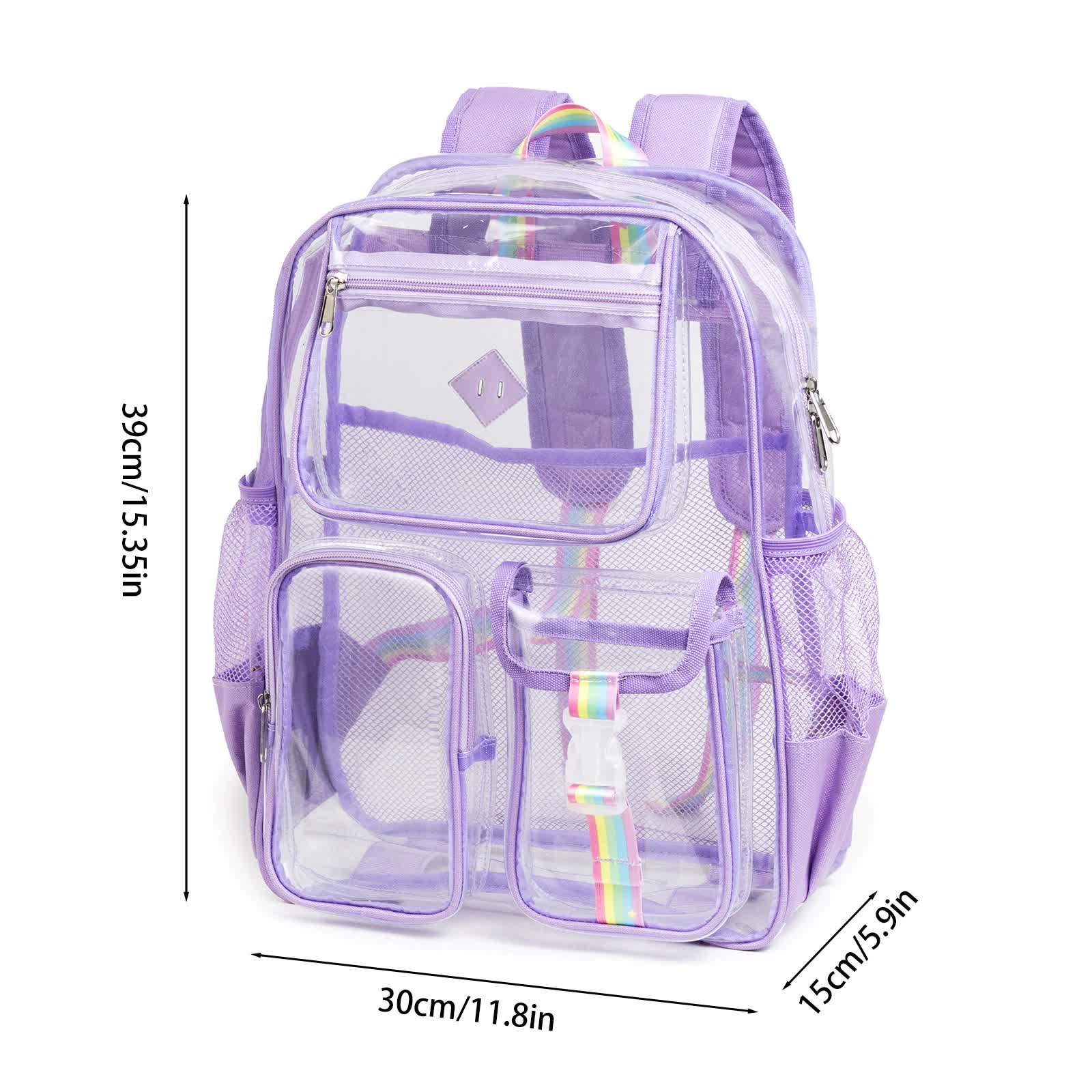 Black Clear Transparent Backpack - Stylish PVC School Bag with Multiple Pockets V888-ELOSUNG16248