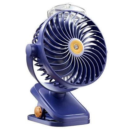Blue Portable Clip-On Mist Fan - Rechargeable Cooling Fan with Adjustable Spray Modes V888-ELOSUNG16253