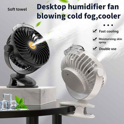 Black Portable Clip-On Mist Fan - Rechargeable Cooling Fan with Adjustable Spray Modes V888-ELOSUNG16254
