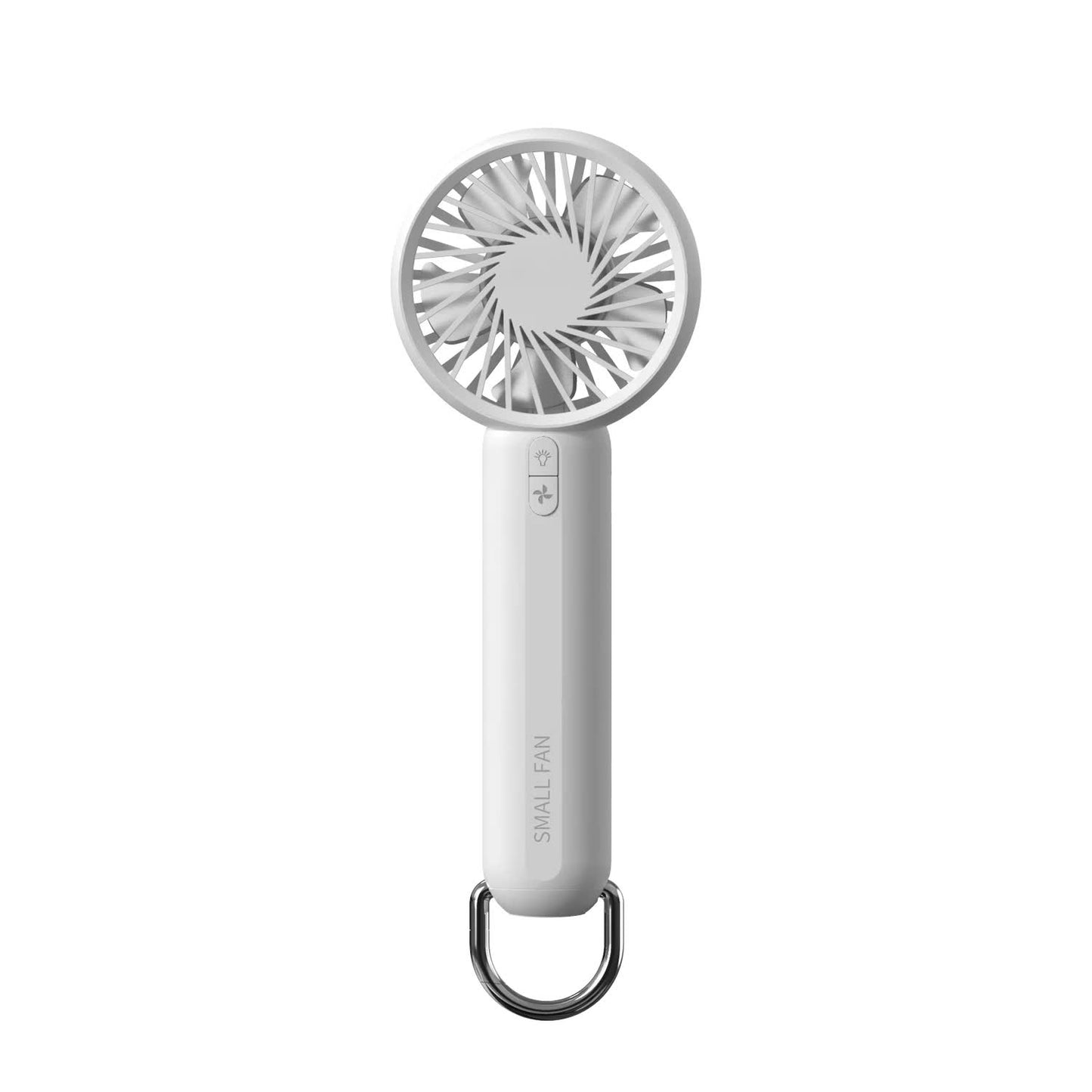 White Mini Handheld Rechargeable Fan - Portable USB-Powered Cooling with Keyring V888-ELOSUNG16255