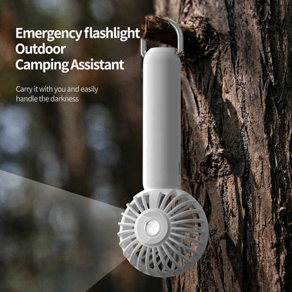 White Mini Handheld Rechargeable Fan - Portable USB-Powered Cooling with Keyring V888-ELOSUNG16255