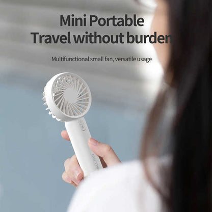 White Mini Handheld Rechargeable Fan - Portable USB-Powered Cooling with Keyring V888-ELOSUNG16255