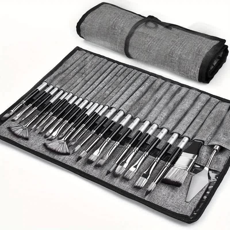 Professional Artist Brush Set with Portable Roll-Up Canvas Case - 36 x 26 cm V888-ELOSUNG16293
