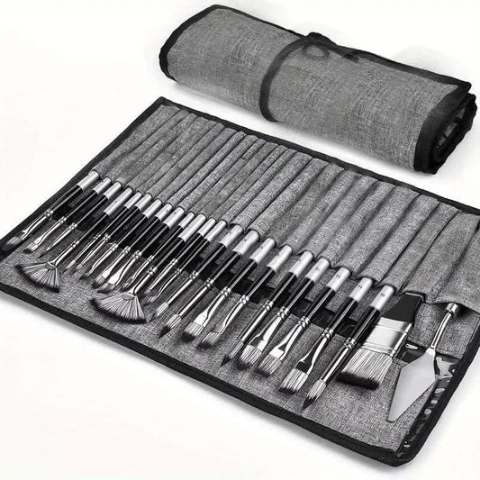 Professional Artist Brush Set with Portable Roll-Up Canvas Case - 36 x 26 cm V888-ELOSUNG16293