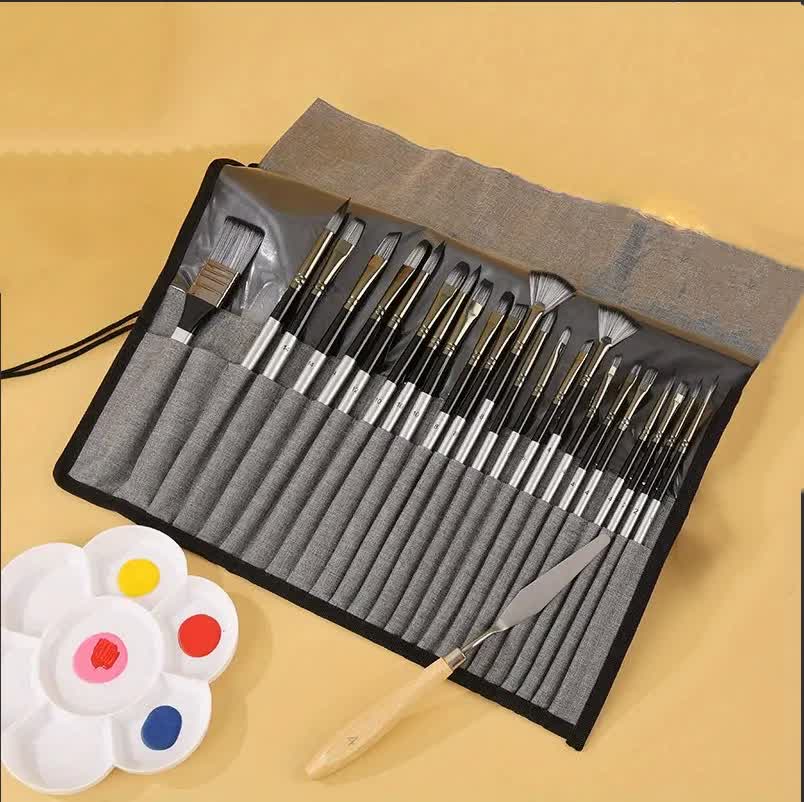 Professional Artist Brush Set with Portable Roll-Up Canvas Case - 36 x 26 cm V888-ELOSUNG16293