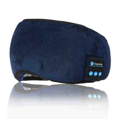 Blue Bluetooth 5.0 Wireless Sleep Eye Mask - Soft Plush Eye Cover with Built-in Speakers (13 x 16.5 x 6 cm) V888-ELOSUNG16298