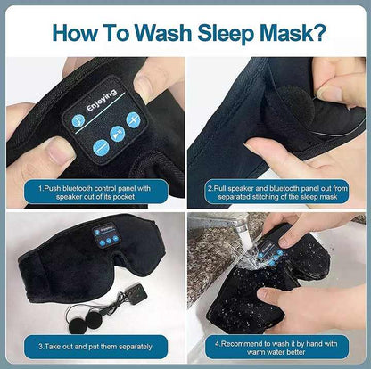 Grey Bluetooth 5.0 Wireless Sleep Eye Mask - Soft Plush Eye Cover with Built-in Speakers (13 x 16.5 x 6 cm) V888-ELOSUNG16300