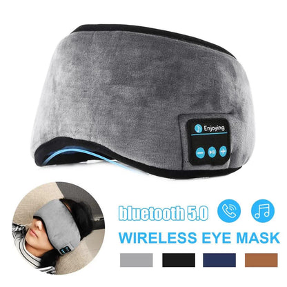 Grey Bluetooth 5.0 Wireless Sleep Eye Mask - Soft Plush Eye Cover with Built-in Speakers (13 x 16.5 x 6 cm) V888-ELOSUNG16300