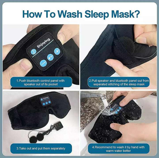 Brown Bluetooth 5.0 Wireless Sleep Eye Mask - Soft Plush Eye Cover with Built-in Speakers (13 x 16.5 x 6 cm) V888-ELOSUNG16301