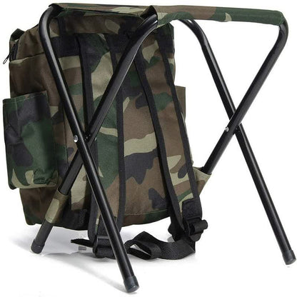 Camouflage Foldable Backpack with Built-in Chair - Multi-Functional Outdoor Camping Stool Bag V888-ELOSUNG16328