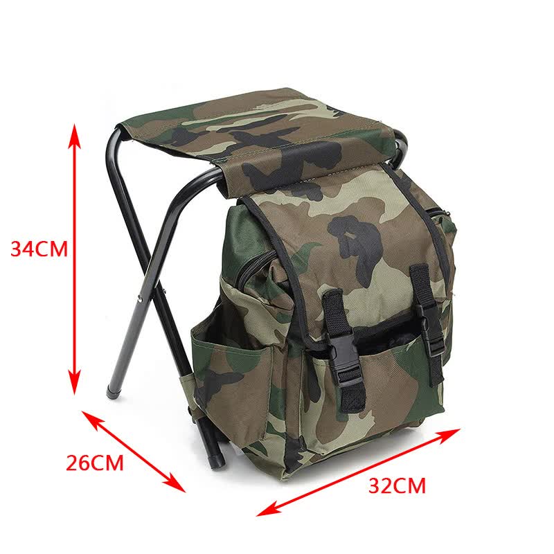 Camouflage Foldable Backpack with Built-in Chair - Multi-Functional Outdoor Camping Stool Bag V888-ELOSUNG16328