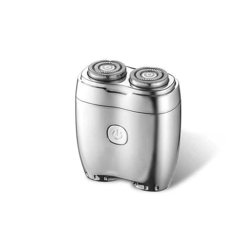 Silver Portable Twin-Head Electric Shaver - Compact Rechargeable Razor for Men V888-ELOSUNG16332