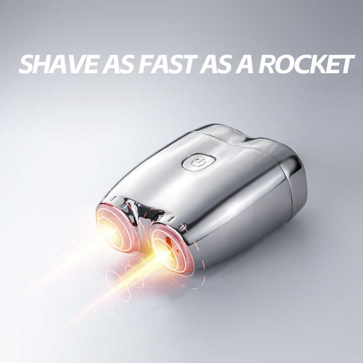 Silver Portable Twin-Head Electric Shaver - Compact Rechargeable Razor for Men V888-ELOSUNG16332