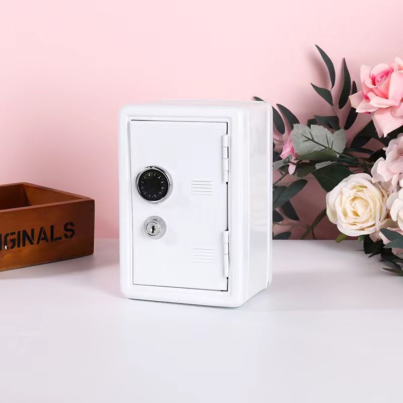 White Mini Metal Safe Box with Combination Lock and Key - Compact Security Storage V888-ELOSUNG16368