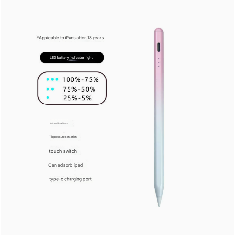 Pink Stylus Pen for iPad (2018 & Later) - Tilt Pressure, Magnetic Attachment, LED Battery Indicator, Type-C V888-ELOSUNG16377