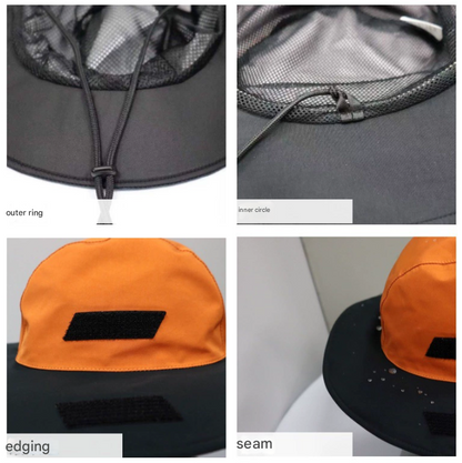 Orange Outdoor Waterproof Wide-Brim Rain Hat - Heavy-Duty Rain Protection V888-ELOSUNG16380
