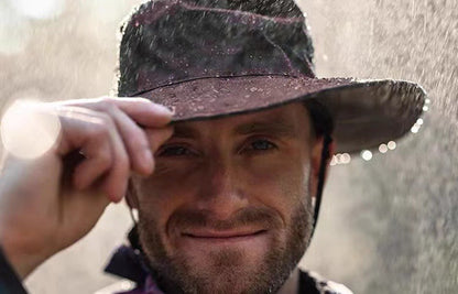 Black Outdoor Waterproof Wide-Brim Rain Hat - Heavy-Duty Rain Protection V888-ELOSUNG16381