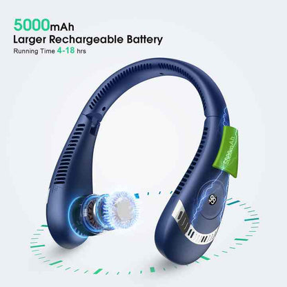 White Rechargeable 5000mAh Portable Neck Fan with 3-Speed Settings V888-ELOSUNG16421