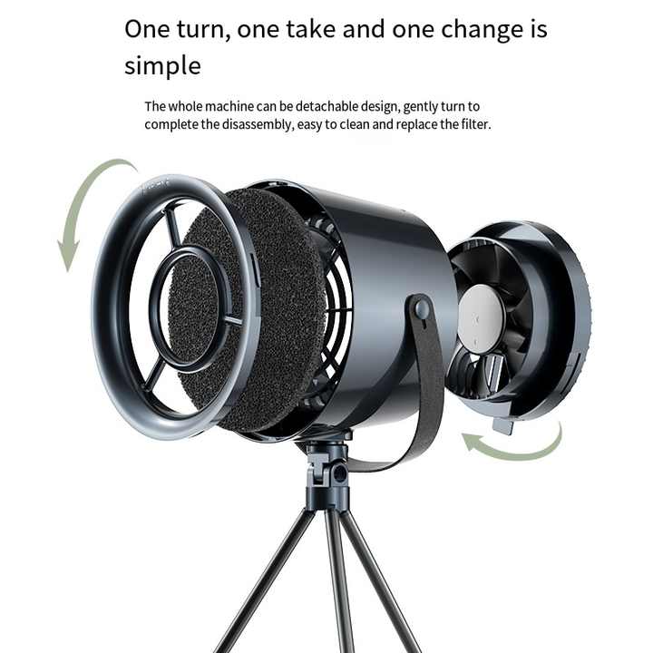 White Portable Retro-Style Desktop Air Purifier with Tripod Stand V888-ELOSUNG16443