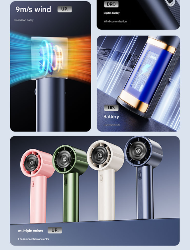 White High-Power Portable Handheld Fan with Digital Display V888-ELOSUNG16468
