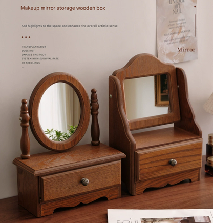 Square Wooden Tabletop Vanity Mirror with Drawer, Elegant Design V888-ELOSUNG16532