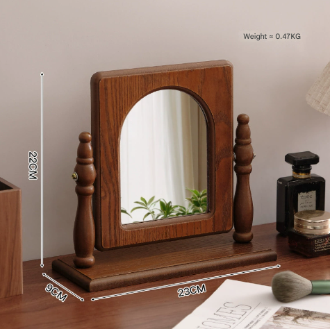 Square-shaped Wooden Tabletop Vanity Mirror, Elegant Design V888-ELOSUNG16535