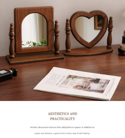 Square-shaped Wooden Tabletop Vanity Mirror, Elegant Design V888-ELOSUNG16535
