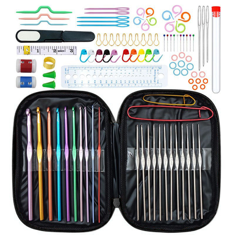 Black 100-Piece Crochet Kit with Storage Case, for Beginners and Professionals V888-ELOSUNG16542