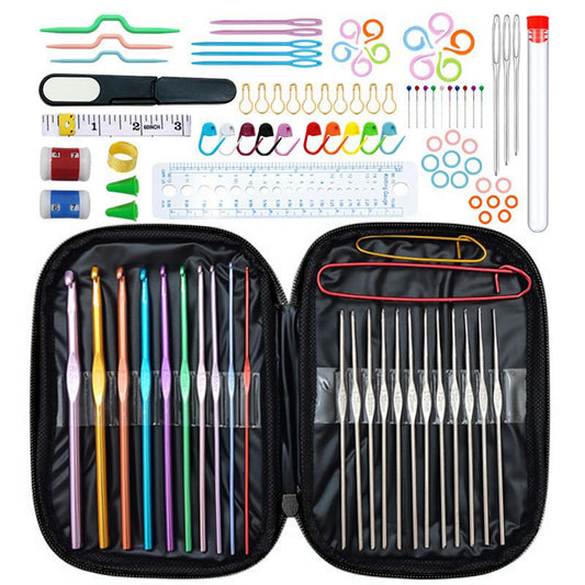Black 100-Piece Crochet Kit with Storage Case, for Beginners and Professionals V888-ELOSUNG16542