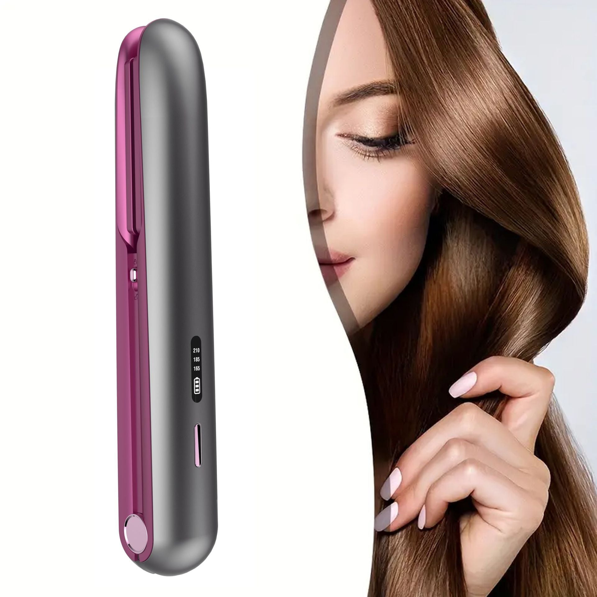 2-in-1 Hair Straightener and Curler, Portable with Adjustable Heat V888-ELOSUNG16547