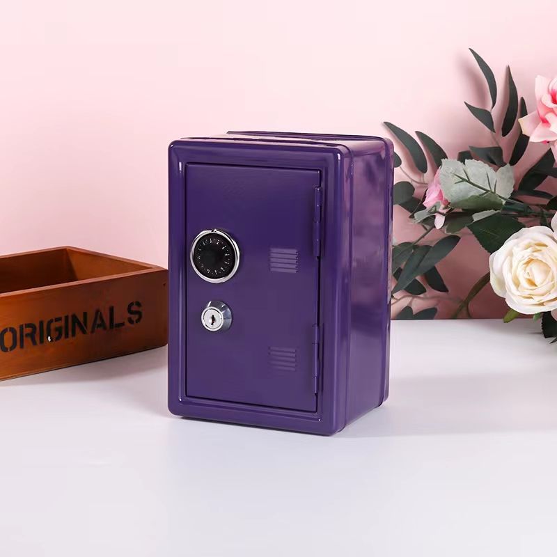 Purple Mini Metal Safe Box with Combination Lock and Key - Compact Security Storage V888-ELOSUNG16581