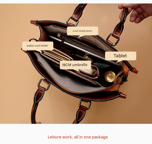 Black Elegant Leather Handbag - StylishTote with Adjustable Strap, Spacious and Durable V888-ELOSUNG16693