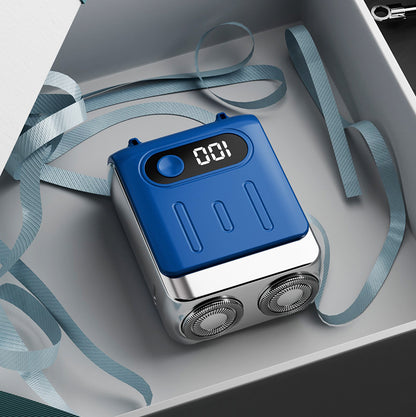 Blue Electric Shaver - Compact and Portable, USB Rechargeable with Digital Display, Ergonomic Design V888-ELOSUNG16698