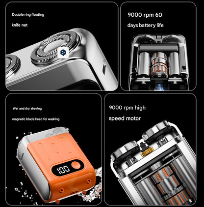 Black Electric Shaver - Compact and Portable, USB Rechargeable with Digital Display, Ergonomic Design V888-ELOSUNG16699