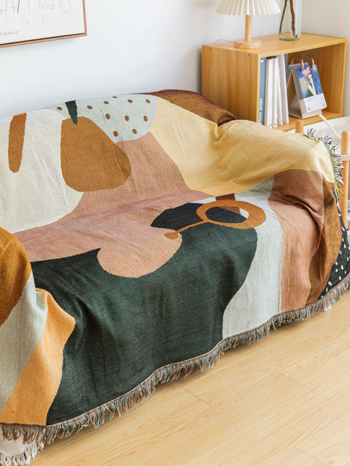 Boho Abstract Woven Blanket - 180x130cm Decorative Throw with Tassel Edges V888-ELOSUNG16735