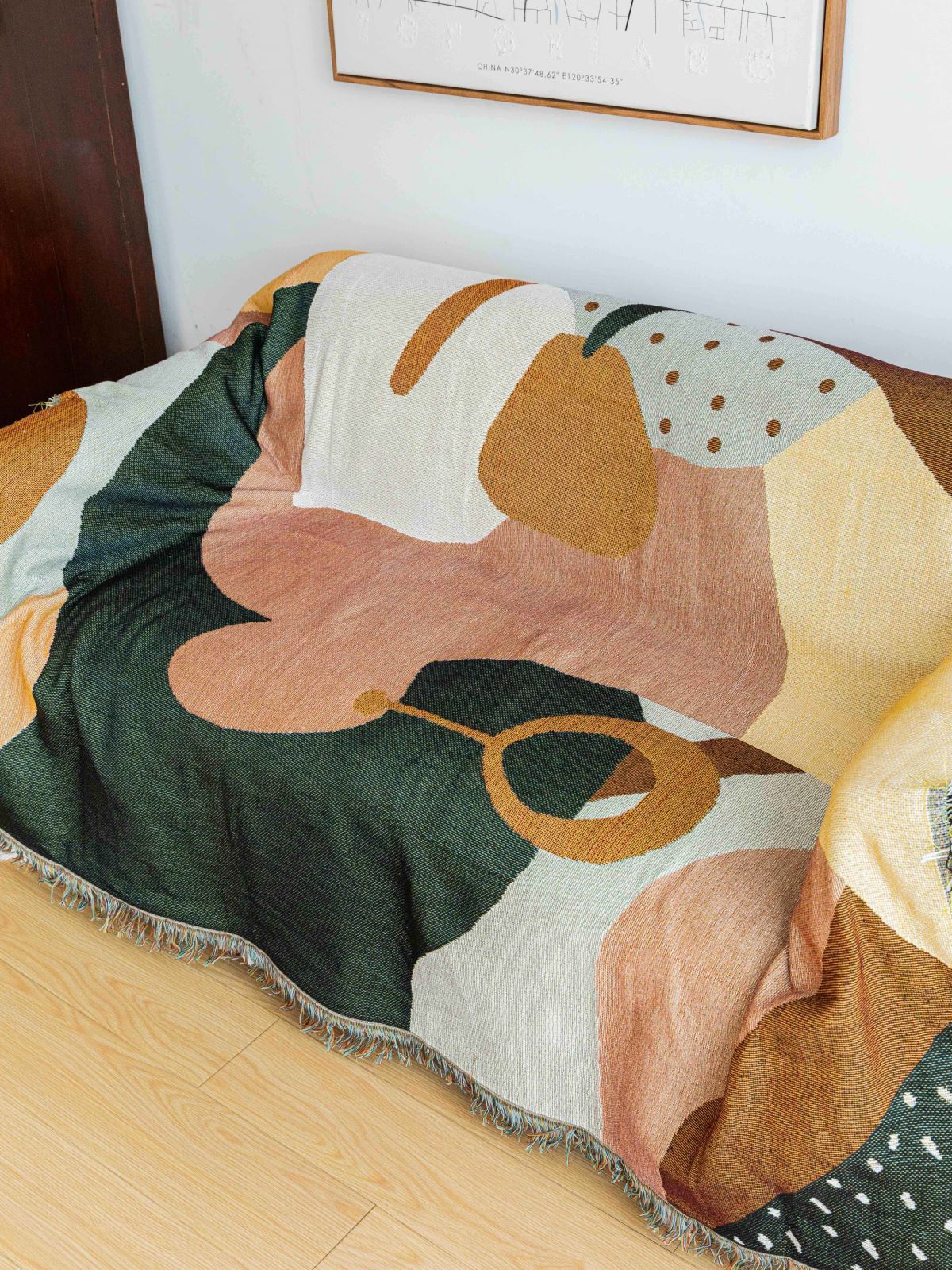 Boho Abstract Woven Blanket - 180x130cm Decorative Throw with Tassel Edges V888-ELOSUNG16735