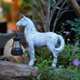 Grey Solar-Powered Horse Statue with LED Lantern - Rustic Outdoor Garden Ornament V888-ELOSUNG16737