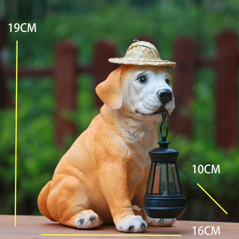 Solar-Powered Dog Statue with LED Lantern - Waterproof Outdoor Garden Light V888-ELOSUNG16740