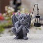 Solar-Powered Gargoyle Statue with LED Lantern - Gothic Outdoor Halloween Garden Decor V888-ELOSUNG16745