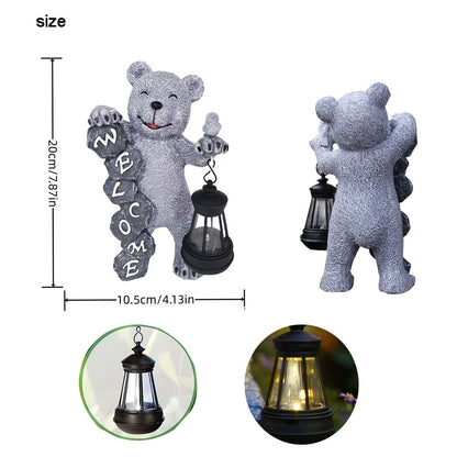 Solar-Powered Welcome Bear Statue with LED Lantern - Outdoor Garden & Patio Decor V888-ELOSUNG16747