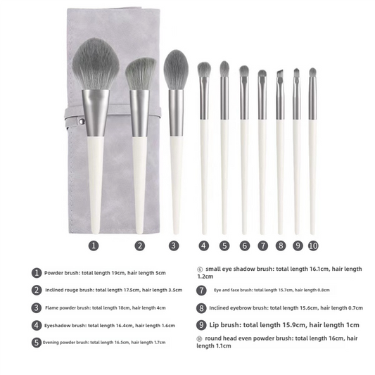 Beige 11-Piece Professional Makeup Brush Set with Cosmetic Bag - Premium Synthetic Fiber, Wooden Handle, V888-ELOSUNG17007