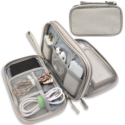 Grey Portable Digital Organizer Bag - Multifunctional Storage for Power Banks, Cables, and V888-ELOSUNG17062