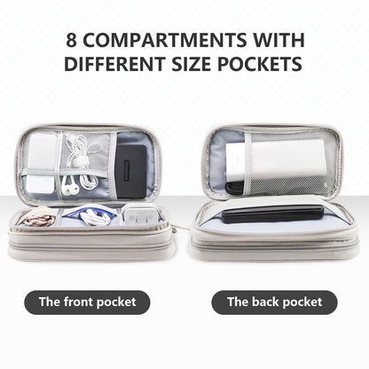 Grey Portable Digital Organizer Bag - Multifunctional Storage for Power Banks, Cables, and V888-ELOSUNG17062